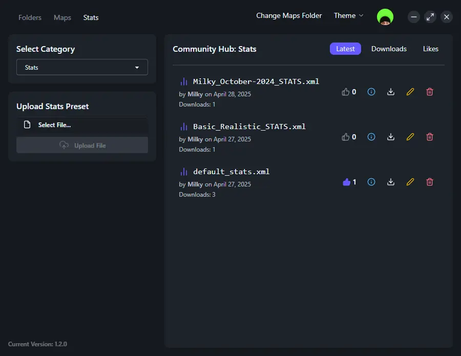 Custom stats & settings